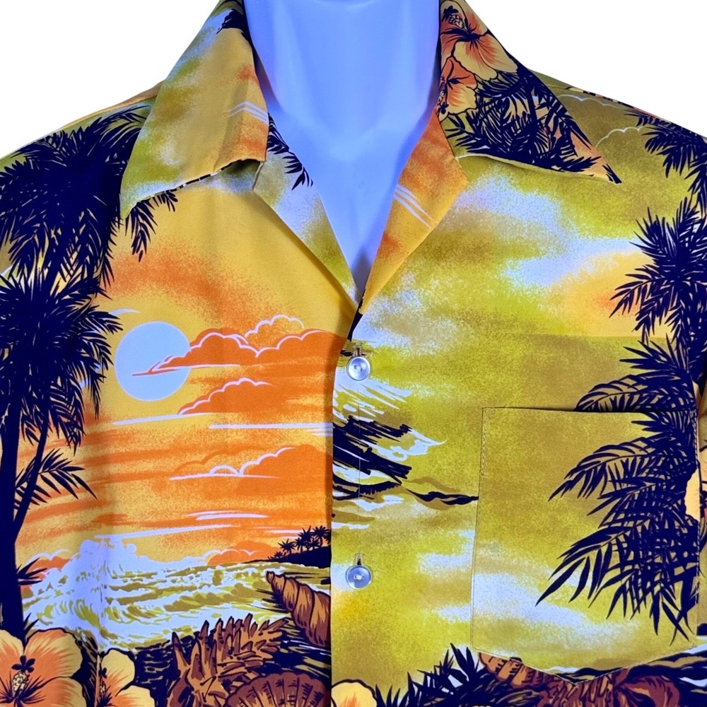 VTG Liberty House Tropicana Hawaii Aloha Shirt Scenic‎ Sunset Cotton 47" Chest